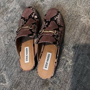Steve Madden Snake Print Mules with Gold Accent